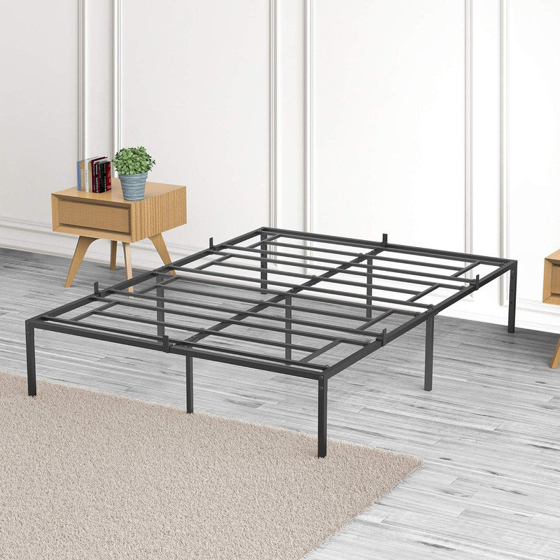 Full Bed Frame with Storage 14 inch Metal Platform Bed Frame with Steel Slat Support No Box Spring Needed Mattress Foundation Easy Assembly Black